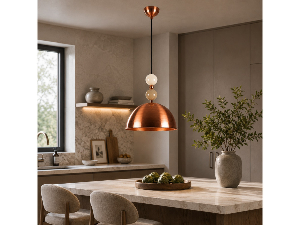 Lampe suspendue en métal "Bubble" - 31 x 31 cm - Cuivre