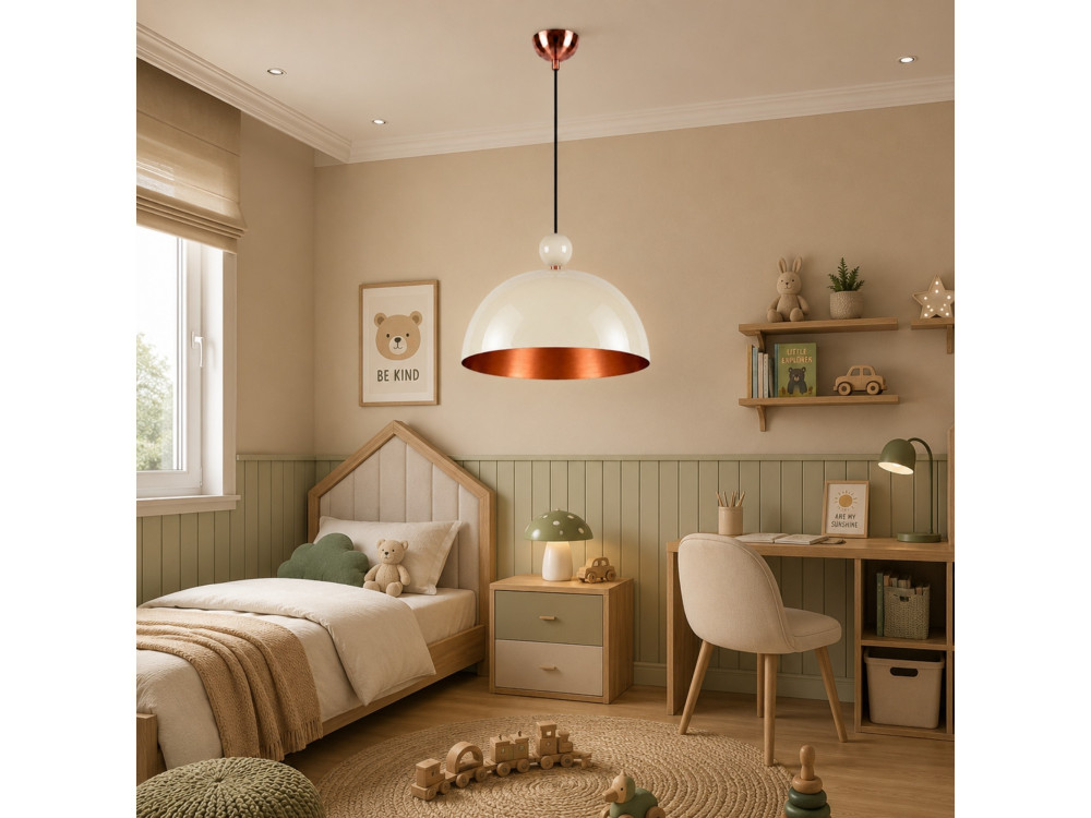 Lampe suspendue en métal "Bubble" - 40 x 40 cm - Beige