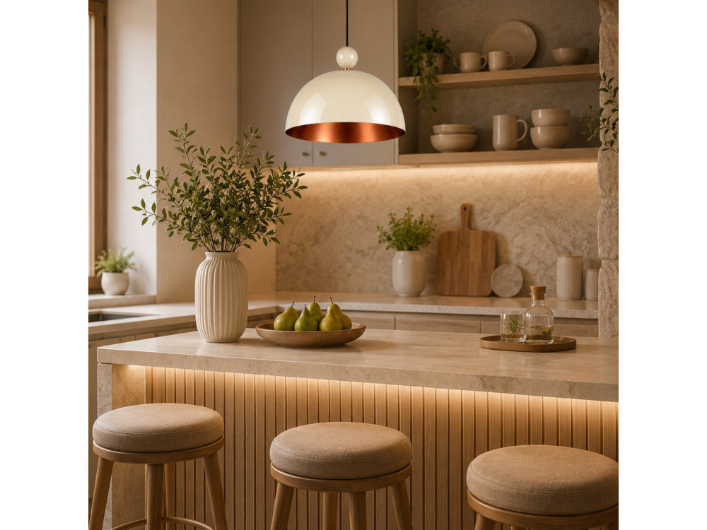 Lampe suspendue en métal "Bubble" - 40 x 40 cm - Beige