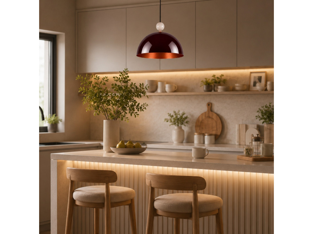 Lampe suspendue en métal "Bubble" - 40 x 40 cm - Bordeaux