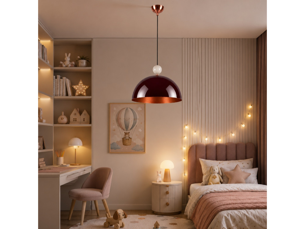 Lampe suspendue en métal "Bubble" - 40 x 40 cm - Bordeaux