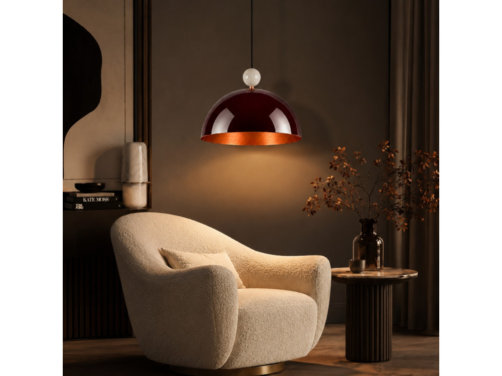 Lampe suspendue en métal "Bubble" - 40 x 40 cm - Bordeaux