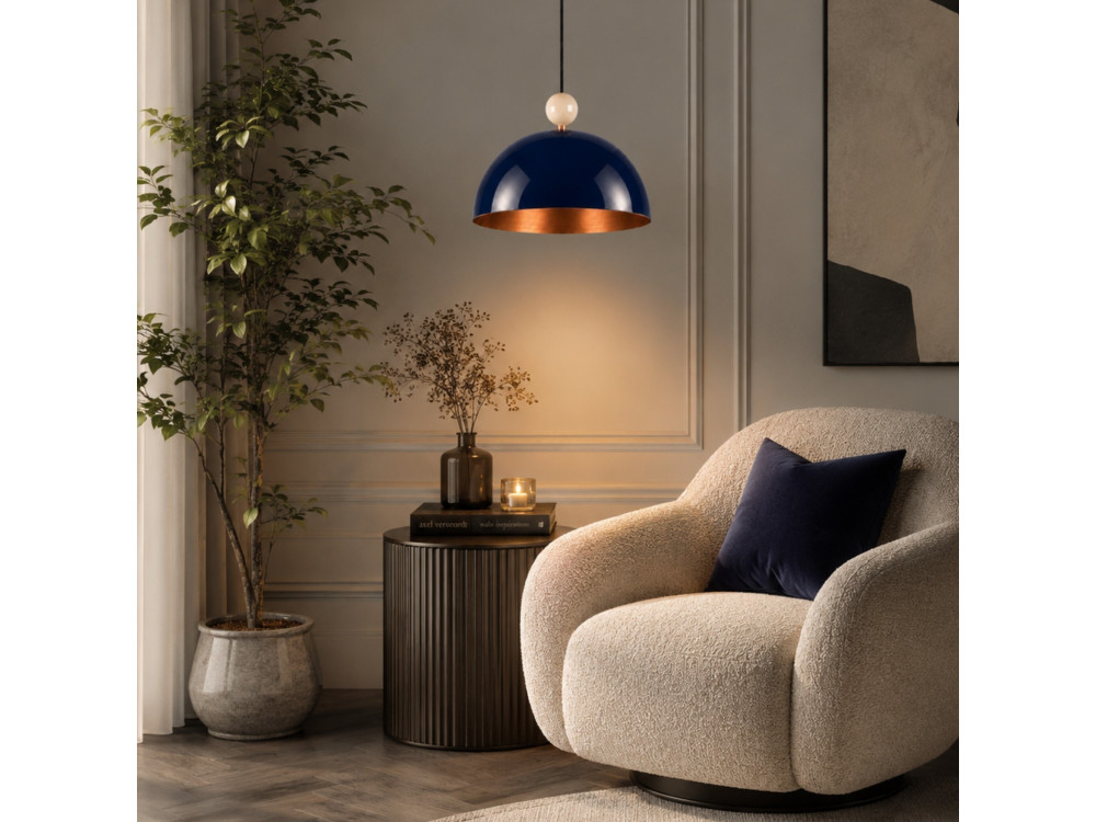 Lampe suspendue en métal "Bubble" - 40 x 40 cm - Bleu Marine