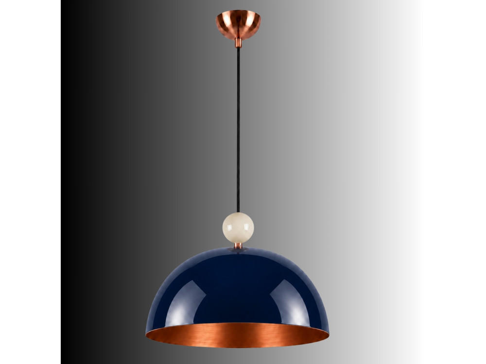 Lampe suspendue en métal "Bubble" - 40 x 40 cm - Bleu Marine