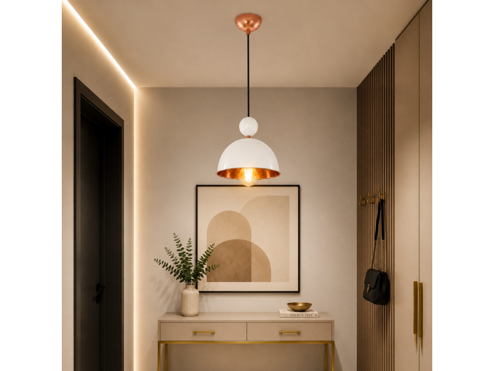 Lampe suspendue en métal "Bubble" - 21 x 21 cm - Beige