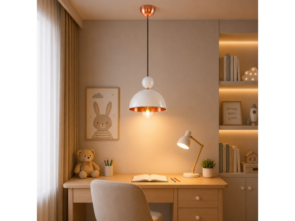 Lampe suspendue en métal "Bubble" - 21 x 21 cm - Beige
