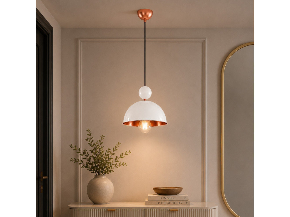 Lampe suspendue en métal "Bubble" - 21 x 21 cm - Beige
