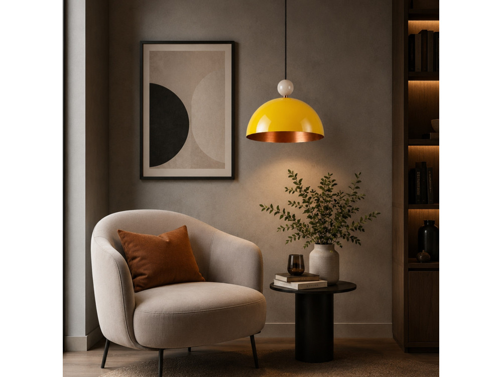Lampe suspendue en métal "Bubble" - 40 x 40 cm - Jaune