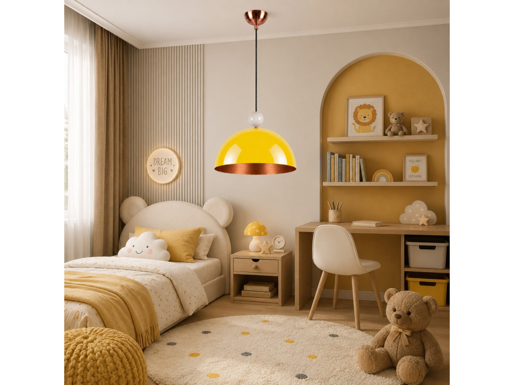 Lampe suspendue en métal "Bubble" - 40 x 40 cm - Jaune