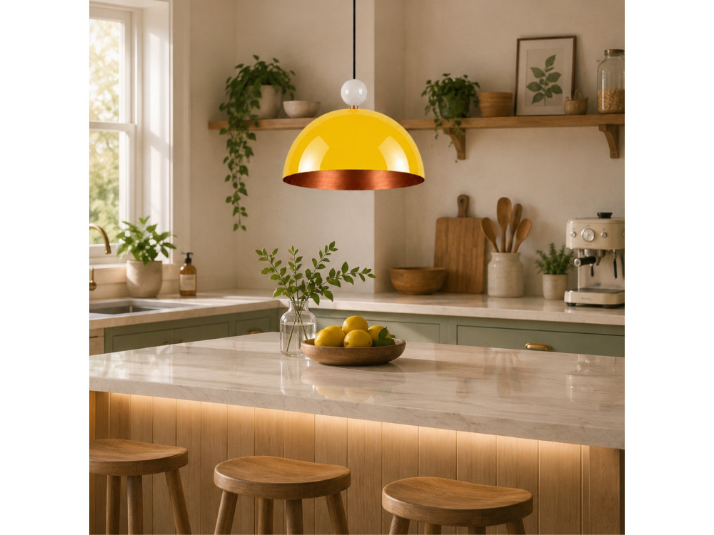 Lampe suspendue en métal "Bubble" - 40 x 40 cm - Jaune
