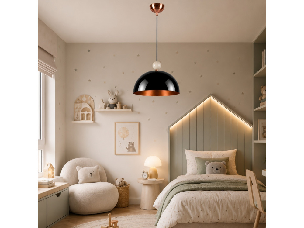 Lampe suspendue en métal "Bubble" - 40 x 40 cm - Noir
