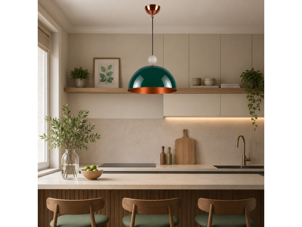 Lampe suspendue en métal "Bubble" - 40 x 40 cm - Vert Foncé