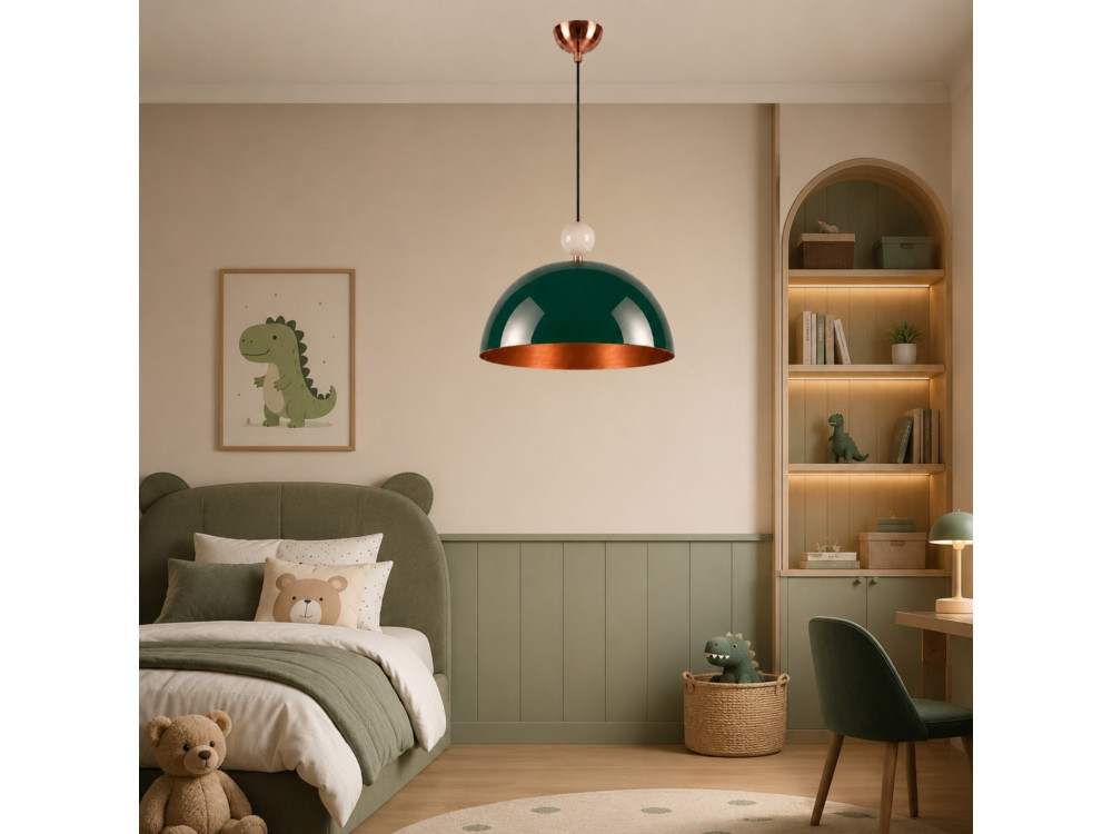 Lampe suspendue en métal "Bubble" - 40 x 40 cm - Vert Foncé