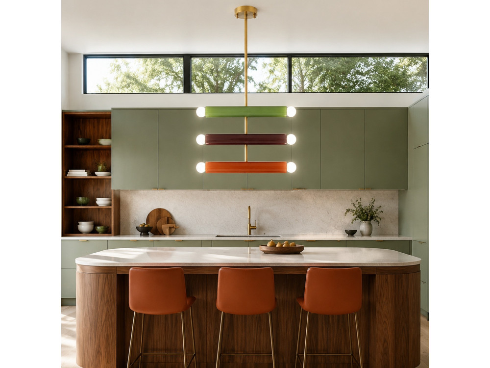 Lustre en métal "Vento" - 35 x 10 cm - Vert