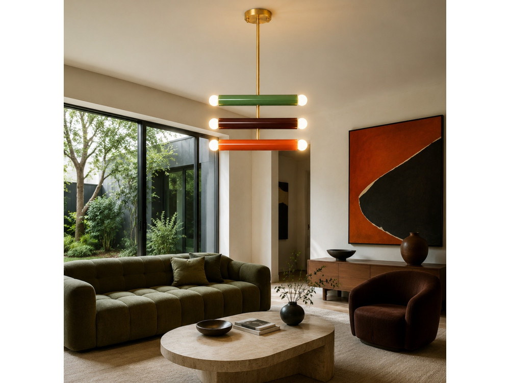 Lustre en métal "Vento" - 35 x 10 cm - Vert