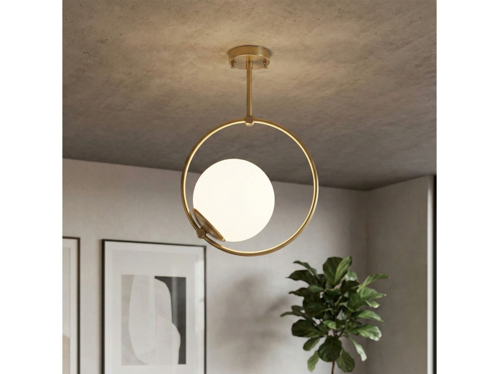 Lampe suspendue en métal "Dolunay" - 26 x 15 cm - Jaune