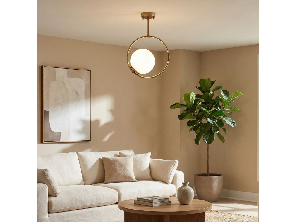 Lampe suspendue en métal "Dolunay" - 26 x 15 cm - Jaune