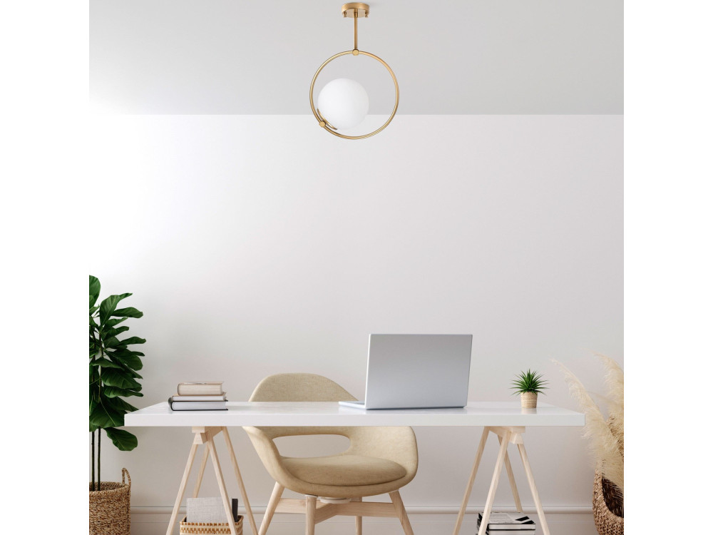 Lampe suspendue en métal "Dolunay" - 26 x 15 cm - Jaune