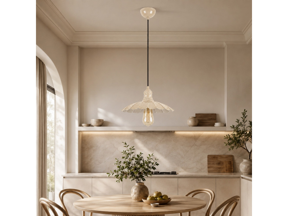 Lampe suspendue en métal "Volan" - 25 x 25 cm - Beige