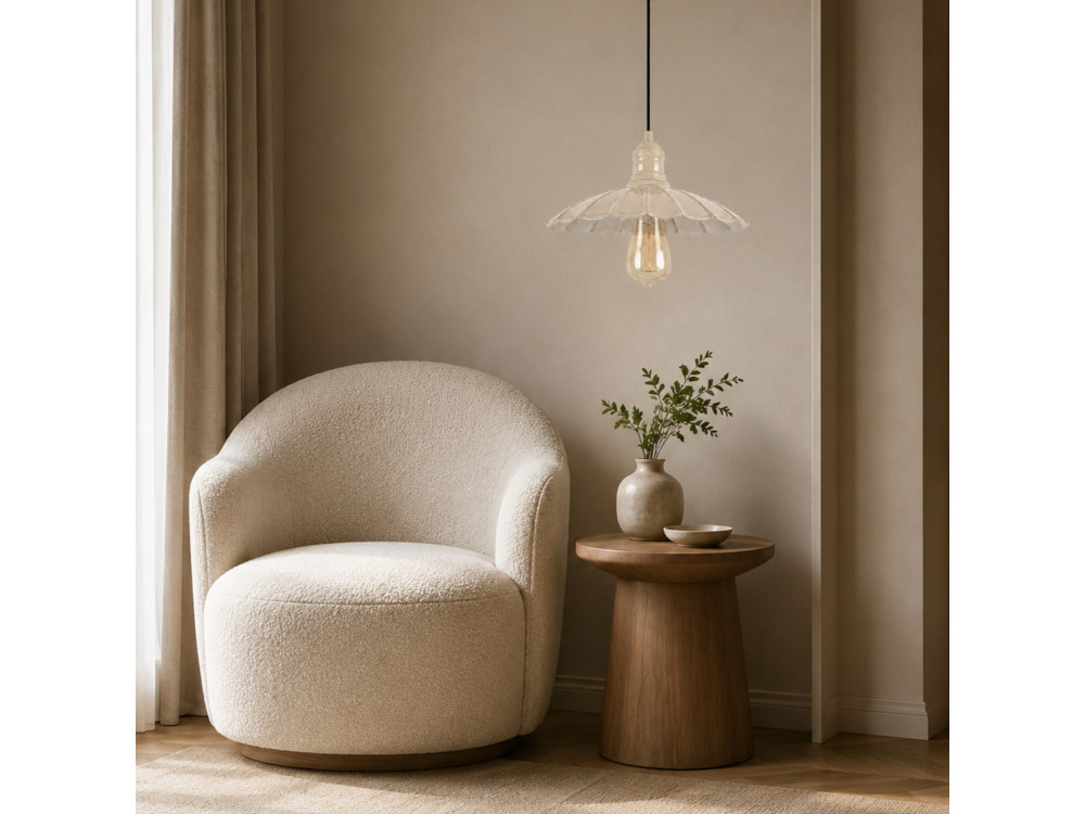 Lampe suspendue en métal "Volan" - 25 x 25 cm - Beige
