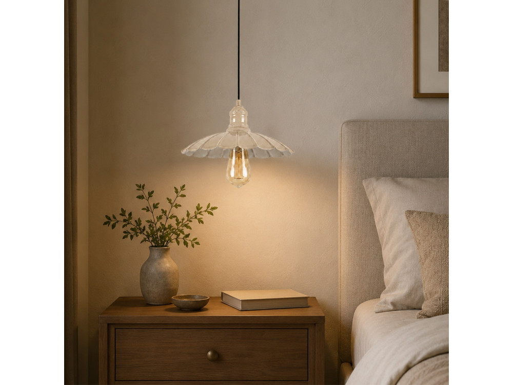 Lampe suspendue en métal "Volan" - 25 x 25 cm - Beige