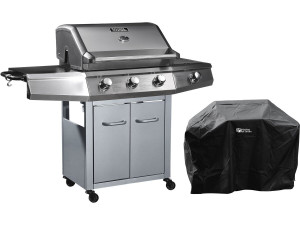 Barbecue Gaz "Bingo 4" - 4 brûleurs dont 1 latéral - 14kW + Housse protection - Argenté