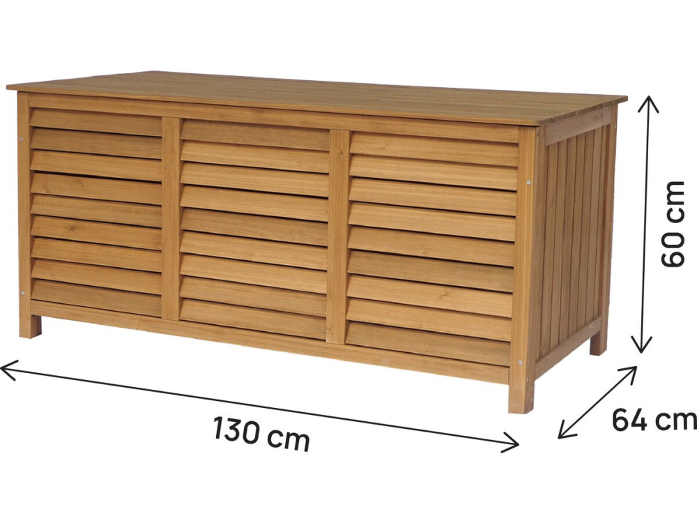 Coffre de jardin en bois "Macao" - 130 x 64 x 60 cm - Marron