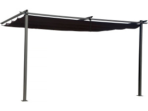 Pergola adossée en métal avec toit rétractable -  3 x 4 m - Gris anthracite