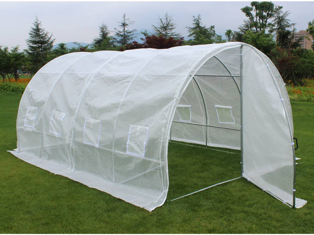 Serre tunnel de jardin avec porte "Mimosa" - 180 g/m² - 12 m² - 4 x 3 x 2 m