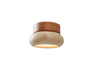 Plafonnier en bois "Worm-S" - Chêne / Beige