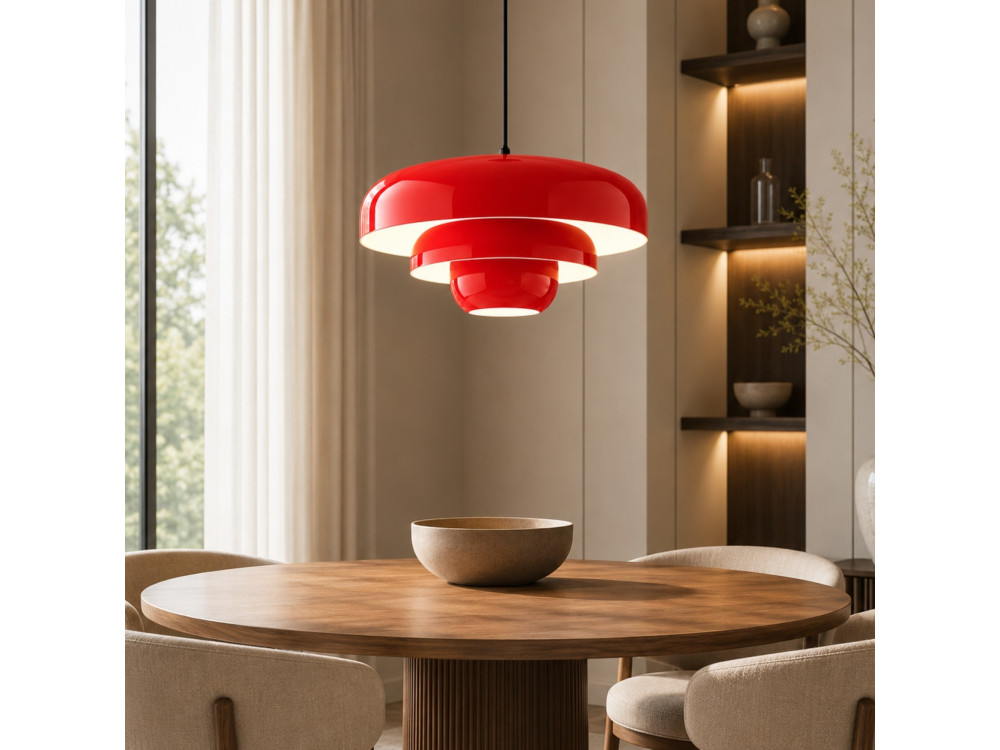 Lampe suspendue en métal "Layer" - 43 x 43 cm - Rouge
