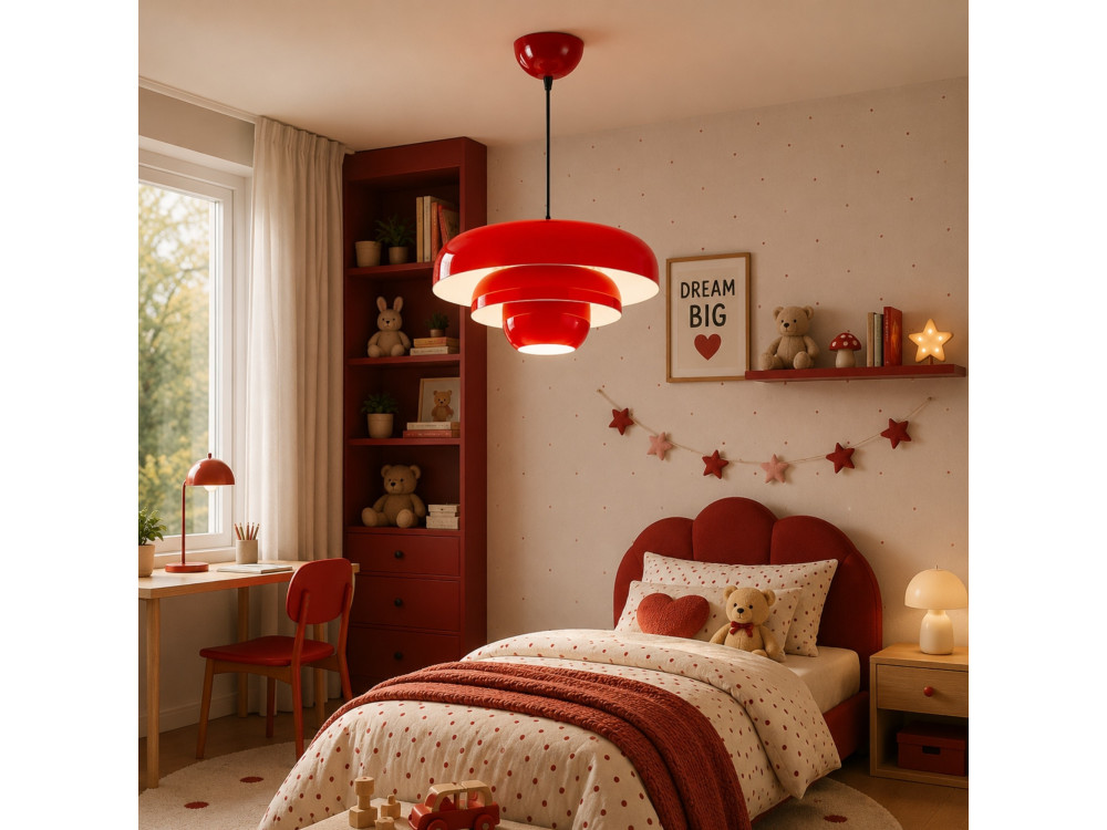 Lampe suspendue en métal "Layer" - 43 x 43 cm - Rouge