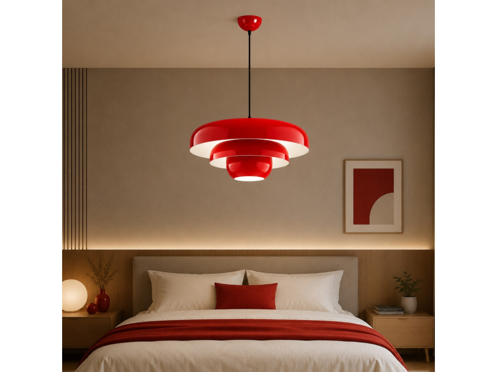 Lampe suspendue en métal "Layer" - 43 x 43 cm - Rouge