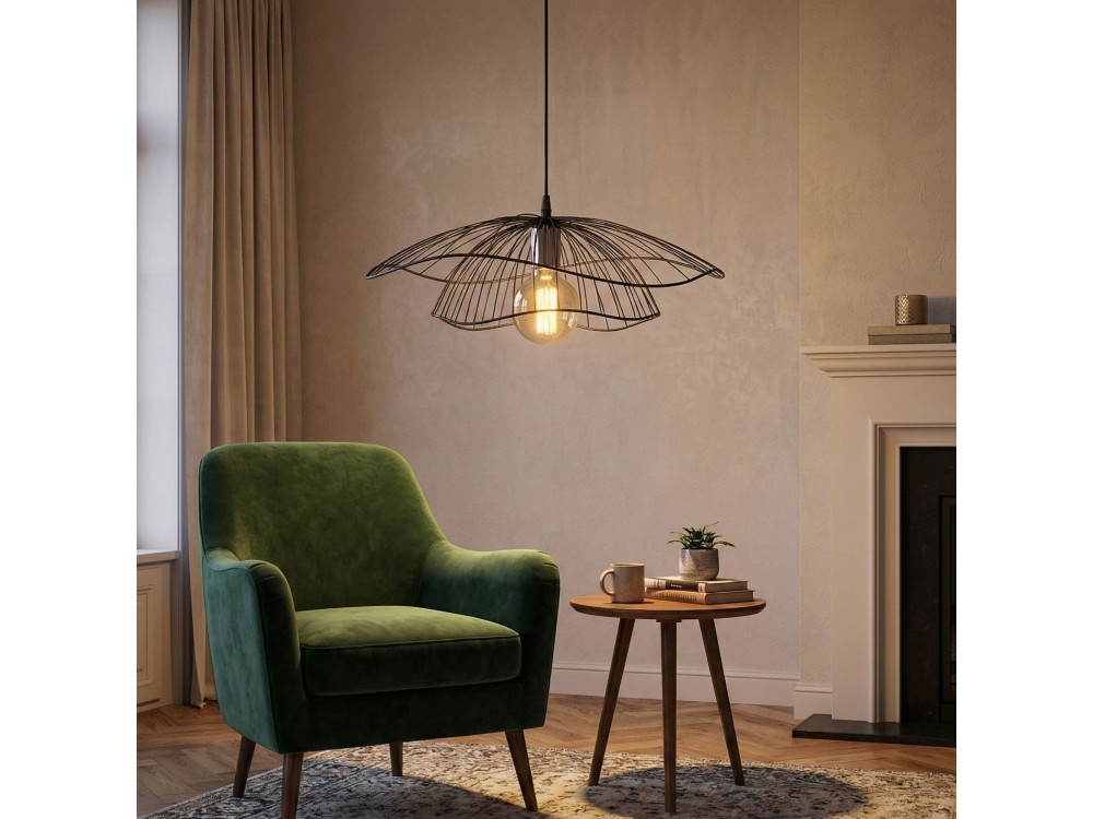 Lampe suspendue en métal "Tel" - 50 x 50 cm - Noir