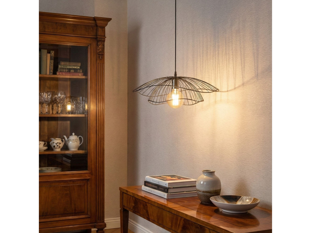 Lampe suspendue en métal "Tel" - 50 x 50 cm - Noir