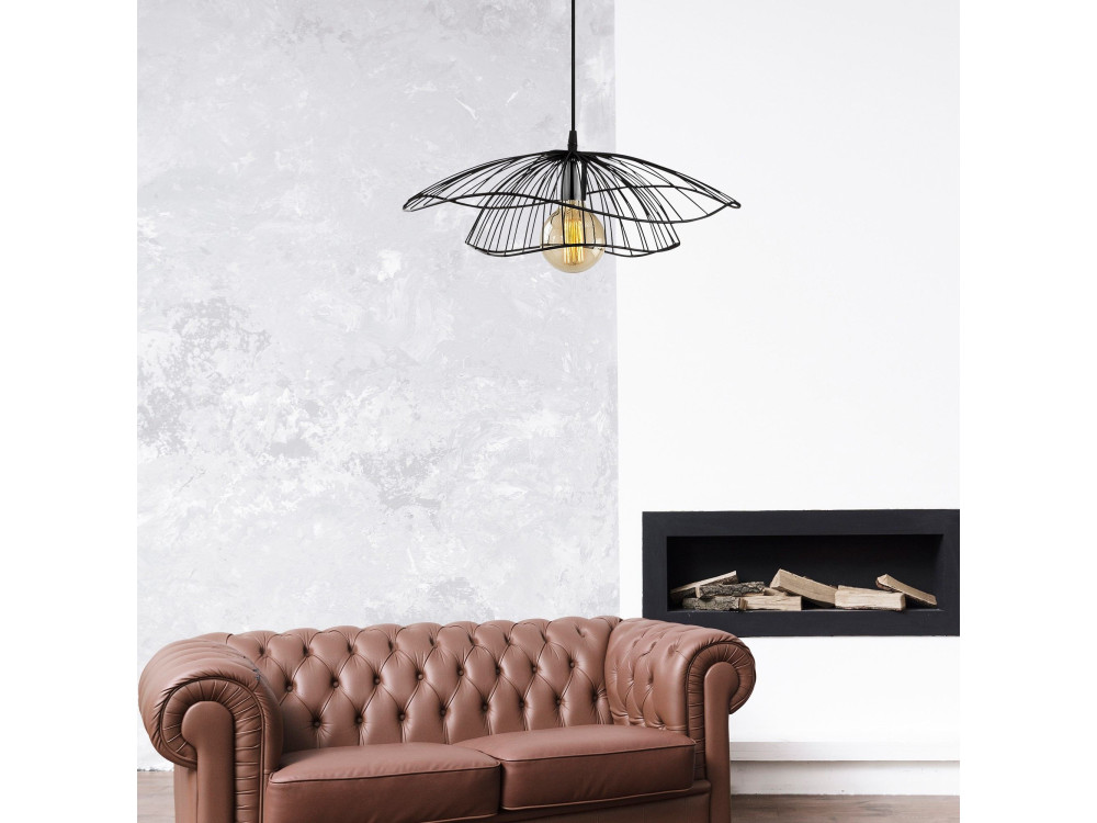 Lampe suspendue en métal "Tel" - 50 x 50 cm - Noir