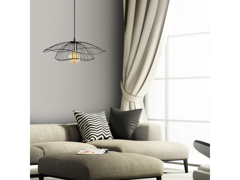 Lampe suspendue en métal "Tel" - 50 x 50 cm - Noir