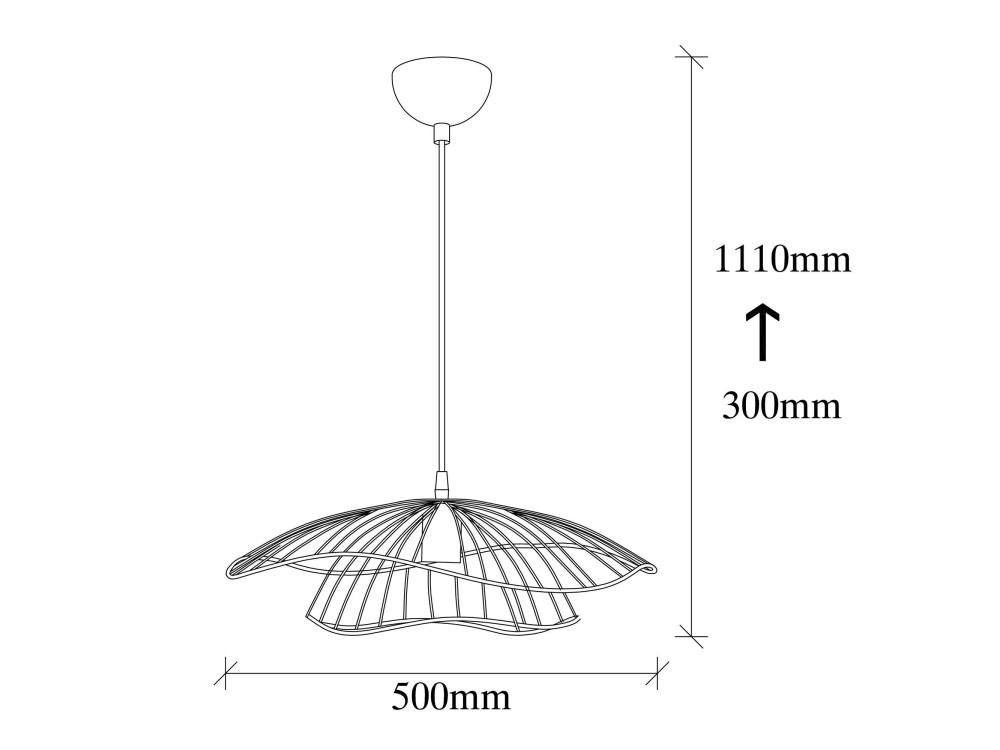 Lampe suspendue en métal "Tel" - 50 x 50 cm - Noir