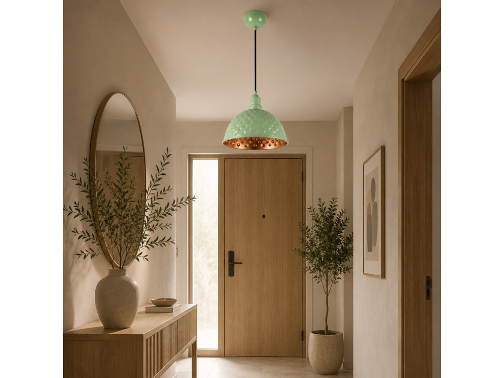 Lampe suspendue en métal "Echo" - 26 x 26 cm - Vert Menthe