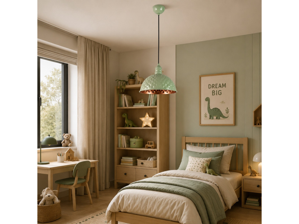 Lampe suspendue en métal "Echo" - 26 x 26 cm - Vert Menthe