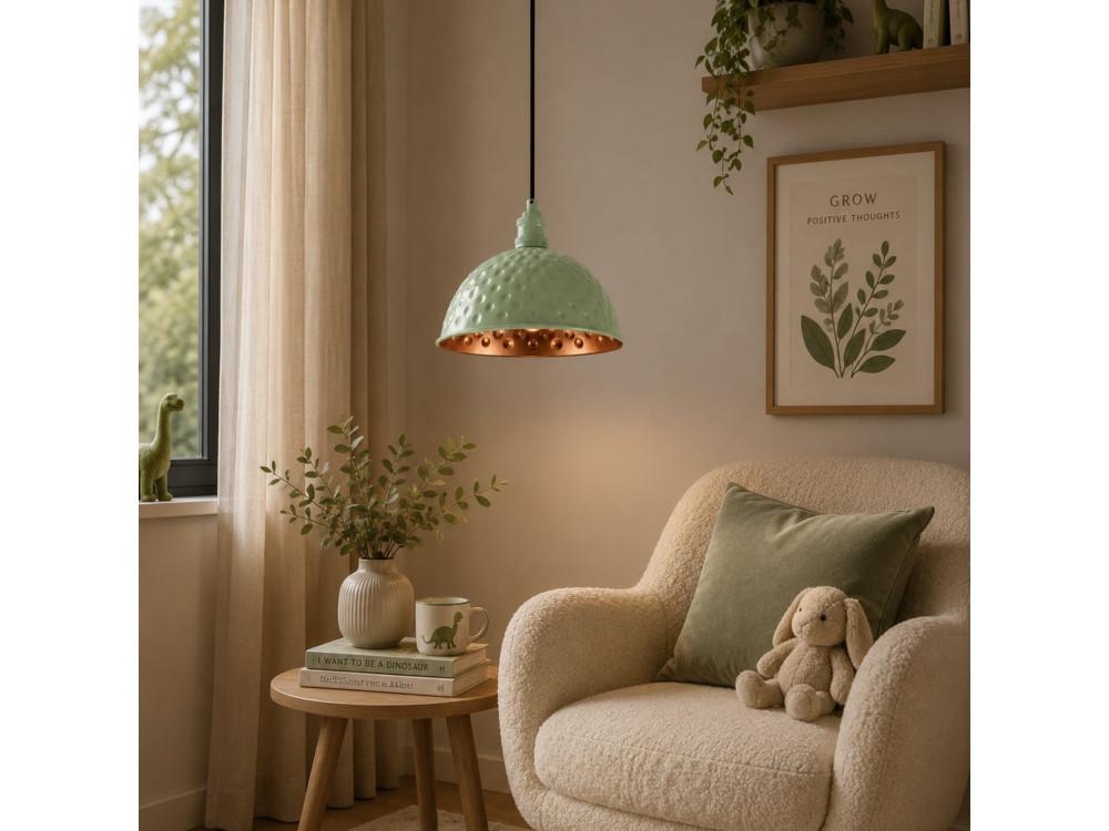 Lampe suspendue en métal "Echo" - 26 x 26 cm - Vert Menthe