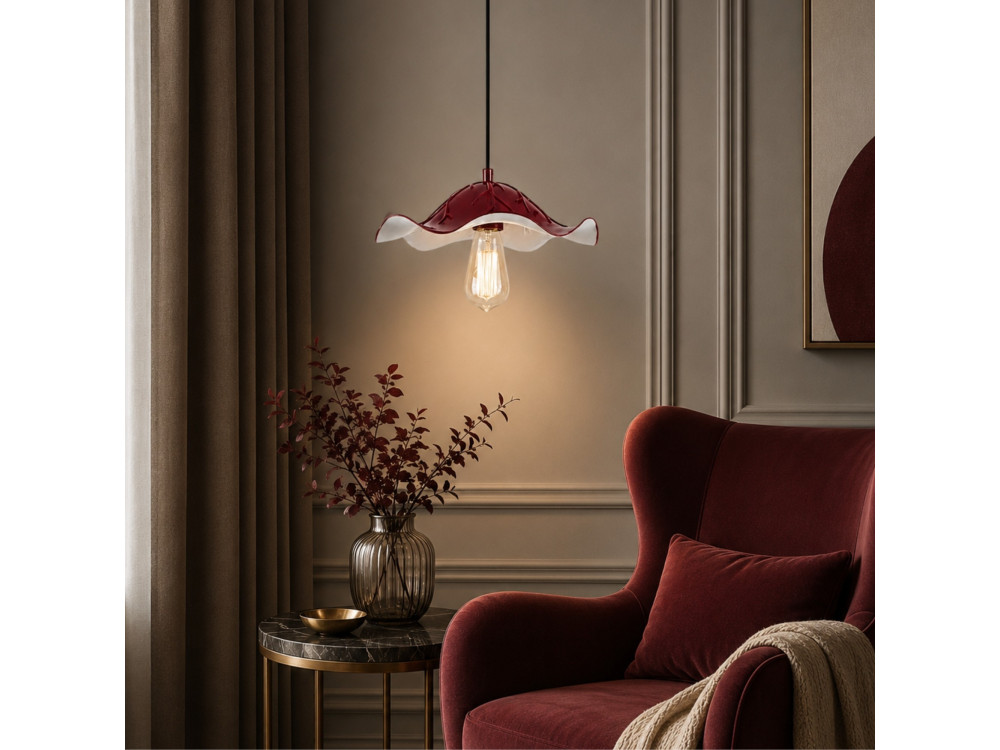 Lampe suspendue en métal "Liana" - 29 x 29 cm - Bordeaux