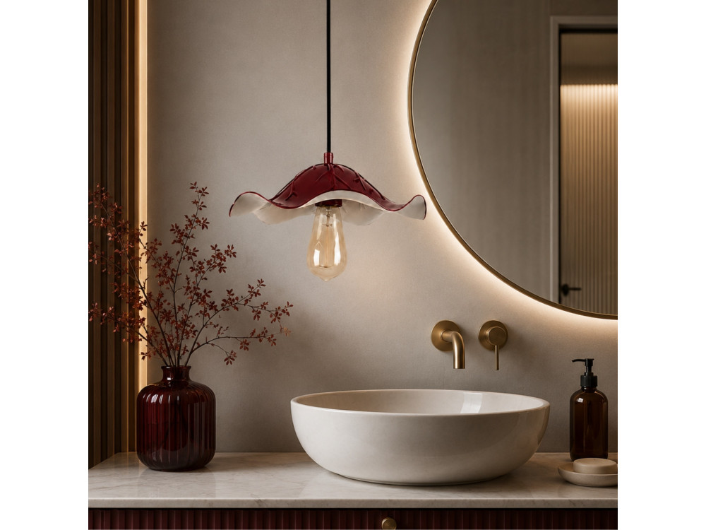 Lampe suspendue en métal "Liana" - 29 x 29 cm - Bordeaux