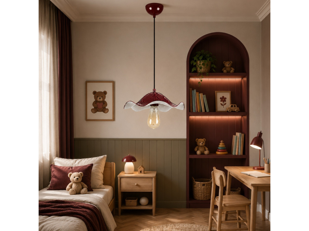 Lampe suspendue en métal "Liana" - 29 x 29 cm - Bordeaux