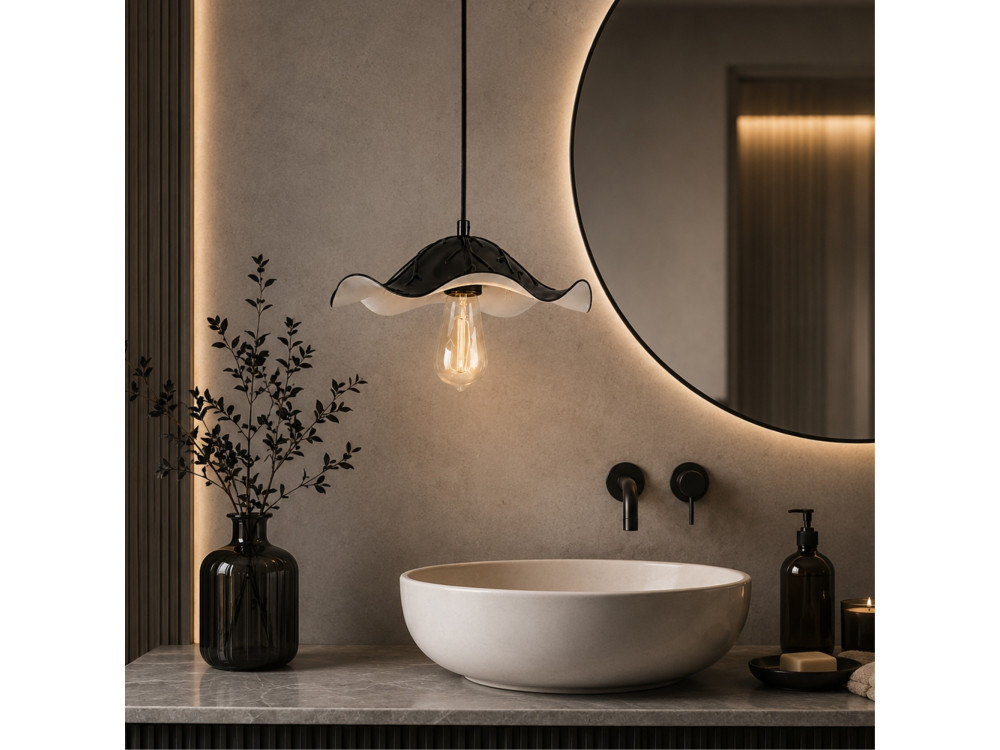 Lampe suspendue en métal "Liana" - 29 x 29 cm - Noir