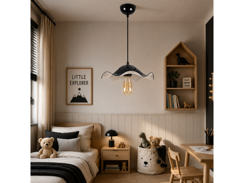 Lampe suspendue en métal "Liana" - 29 x 29 cm - Noir