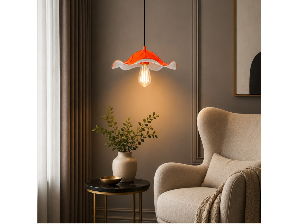 Lampe suspendue en métal "Liana" - 29 x 29 cm - Orange