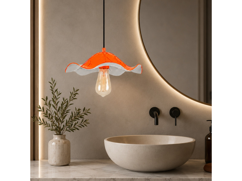Lampe suspendue en métal "Liana" - 29 x 29 cm - Orange