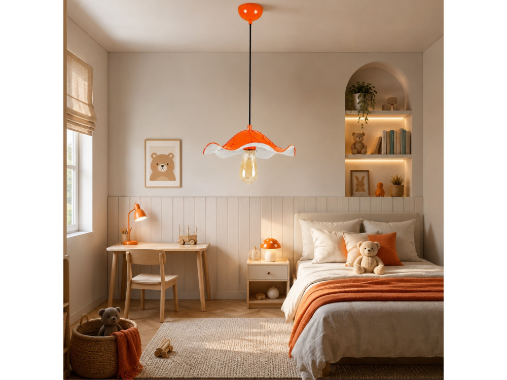 Lampe suspendue en métal "Liana" - 29 x 29 cm - Orange