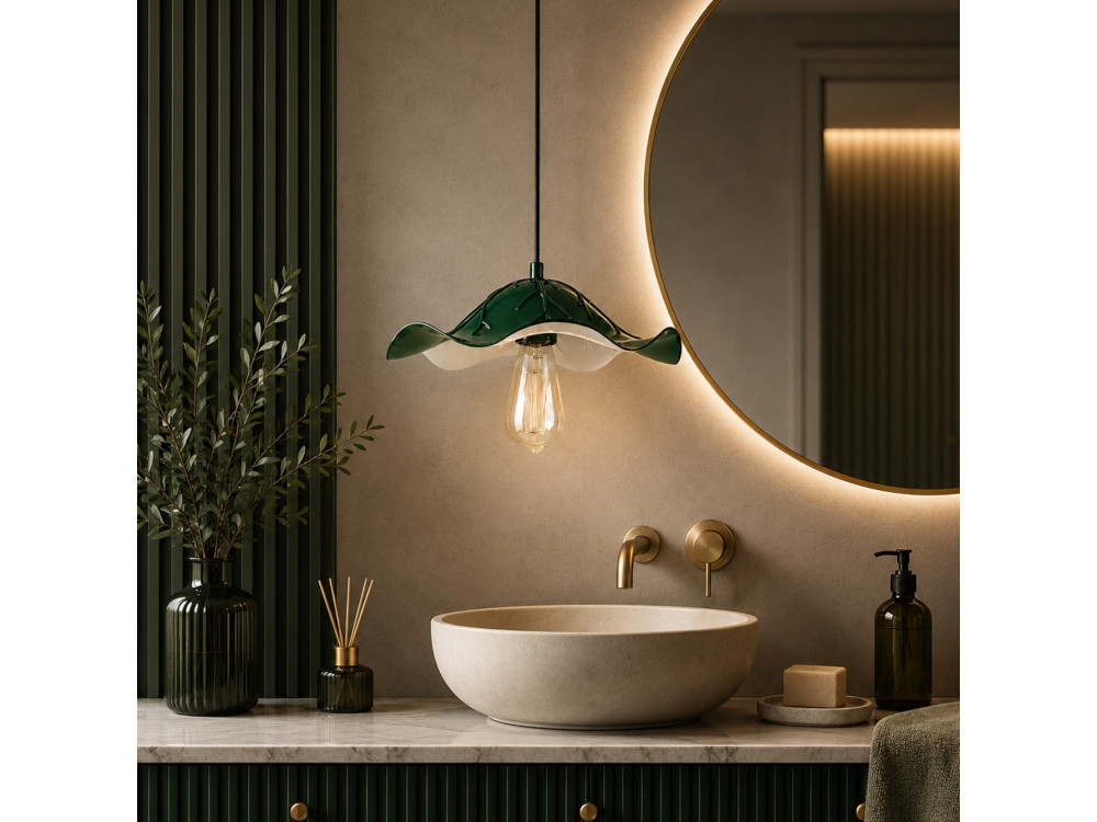 Lampe suspendue en métal "Liana" - 29 x 29 cm - Vert Foncé